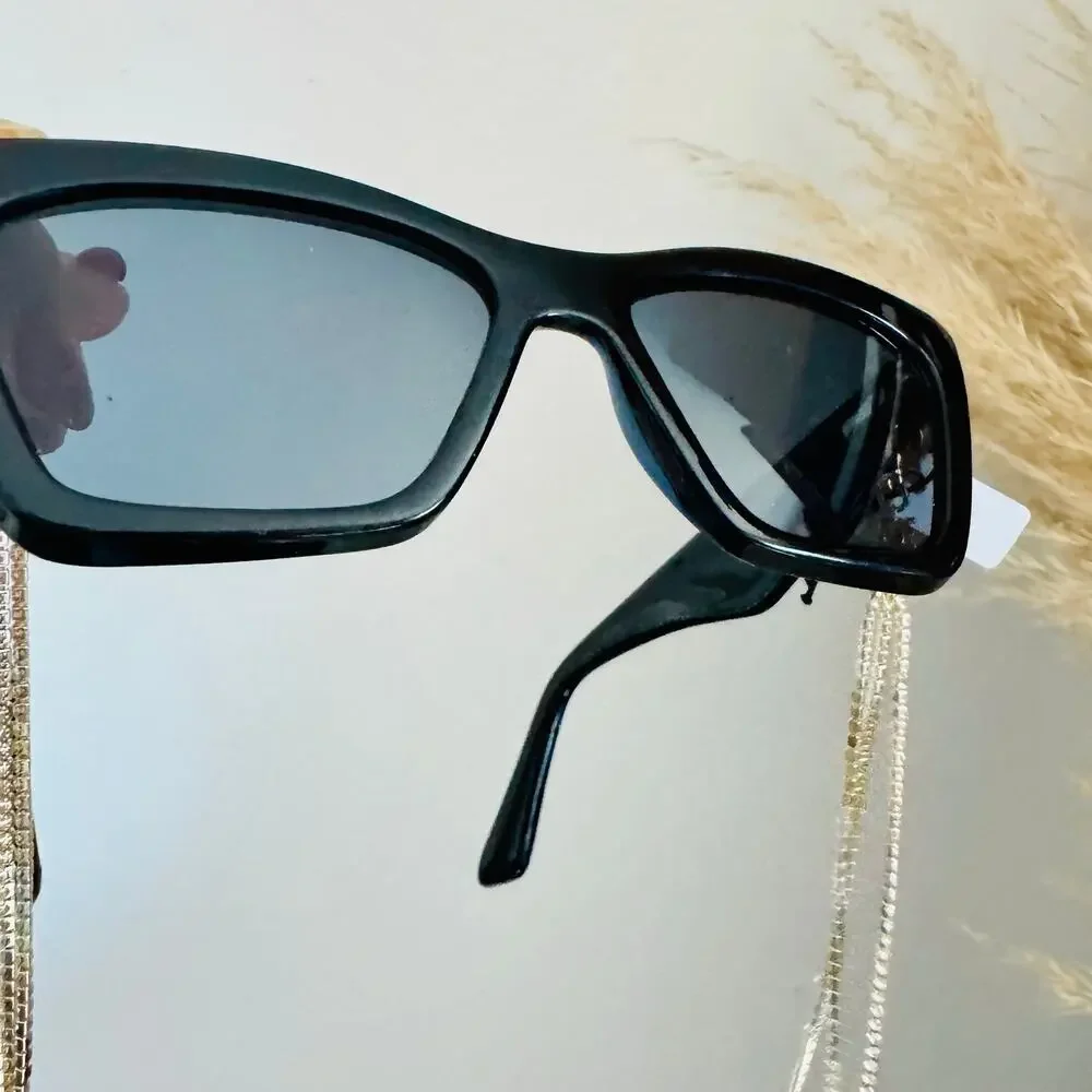 NEW ANTHROPOLOGIE Black Clip Tassel Rhinestone Charm Sunglasses $78 Sunnies